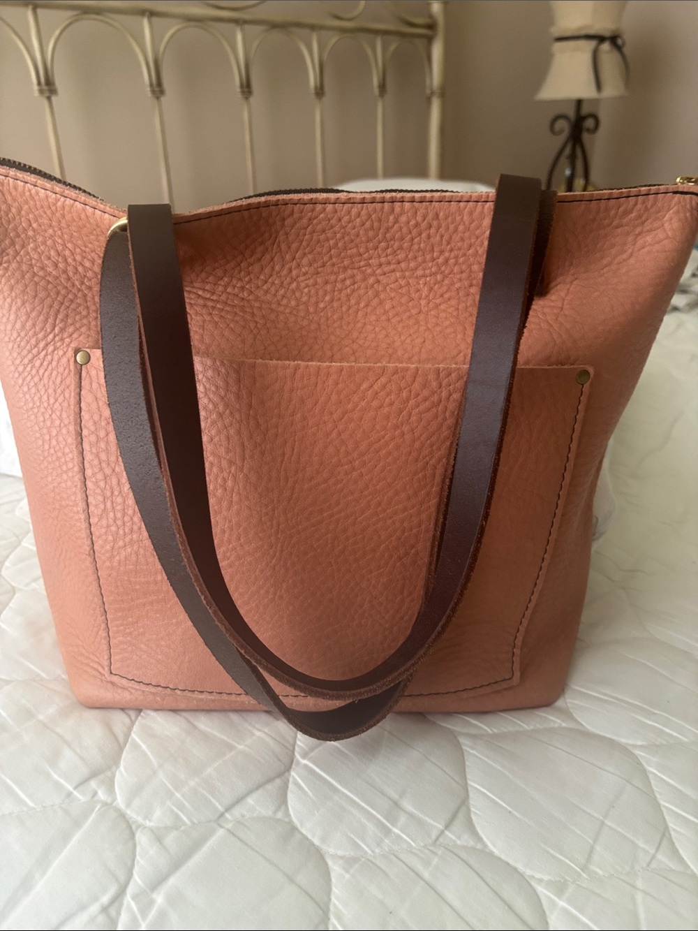 Portland Leather Goods medium zip tote in pebbly OG Quartz. VGUC 🦄